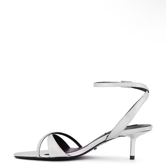 Tony Bianco Fortune Sandals Silver Nappa Metallic high heels strappy Revolve 5 - Picture 3 of 14